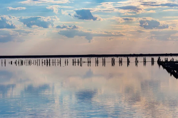 Jezioro Henichesk Zachodzie Słońca Obwód Chersoński Ukraina — Zdjęcie stockowe