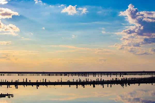 Henichesk Zout Meer Bij Zonsondergang Kherson Oblast Oekraïne — Stockfoto