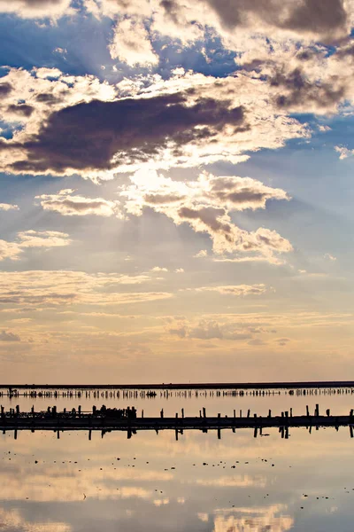 Геническое Соленое Озеро Закате Херсонская Область Украина — стоковое фото