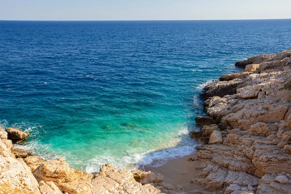 Praia Solitária Com Água Turquesa Turquia Região Antalya — Fotografia de Stock