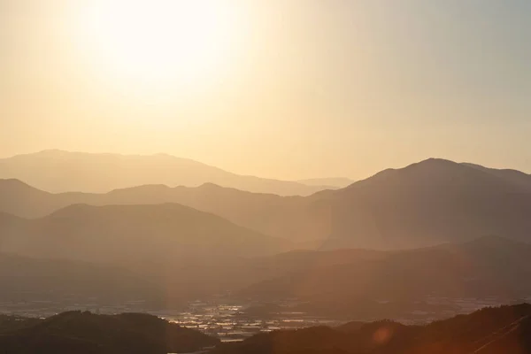 Natural background of mountains during golden hour