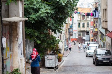 İstanbul 'daki Balat alanı: renkli evler ve dar sokaklar, İstanbul, Türkiye