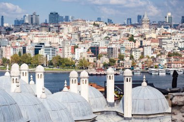 İSTANBUL, TURKEY - Eylül 2020: İstanbul 'un İstanbul' daki Süleyman Camii 'nden havadan görünüşü