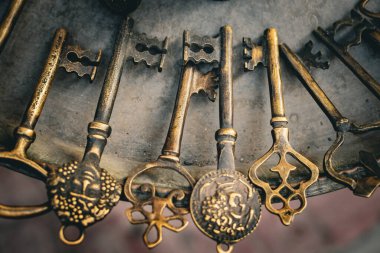 Eski antika tuşlar üst görünümü kapat