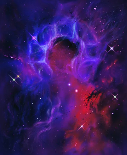 Jesus Christ\'s Nebula freehand painting. creation of the world. cosmos icon of Jesus Christ