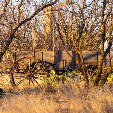 Abandoned cart in the Texas winter clipart