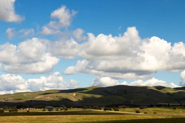 California Paisagem Com Vinhas Colinas Nuvens Fofas Céu Azul — Fotografia de Stock