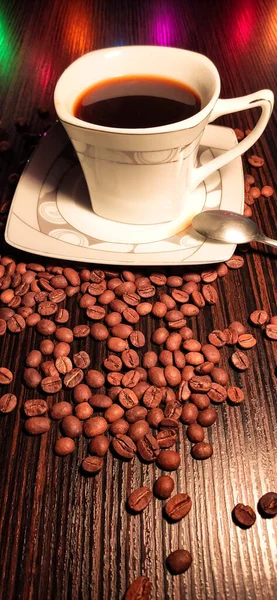 Coffee Cup Roasted Coffee Beans — Stock Photo, Image