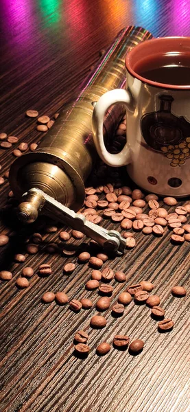 Šálek Kávy Pražených Kávových Zrnech — Stock fotografie