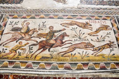 Tunus, TUNISIA - 06 Şubat 2009: Bardo Ulusal Müzesinde antik Roma mozaikleri