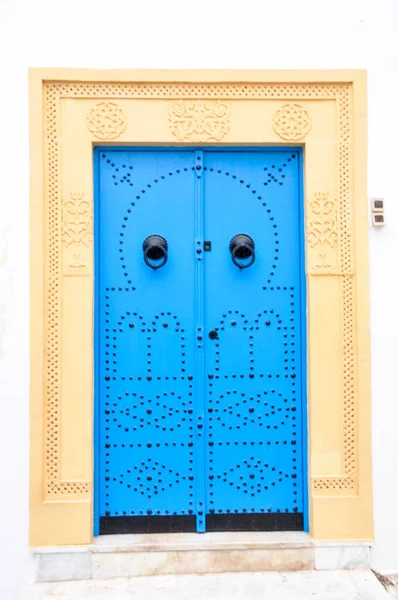 Porte Traditionnelle Peinte Sidi Bou Saïd Tunisie — Photo