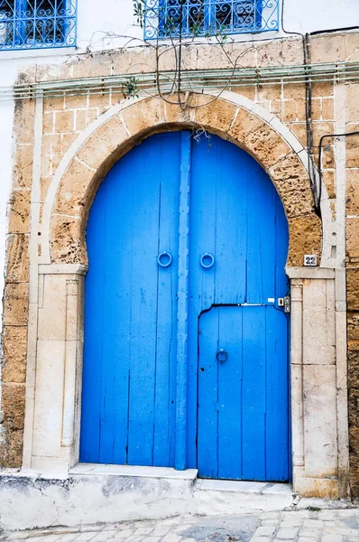 Puerta Tradicional Pintada Sidi Bou Said Túnez — Foto de Stock