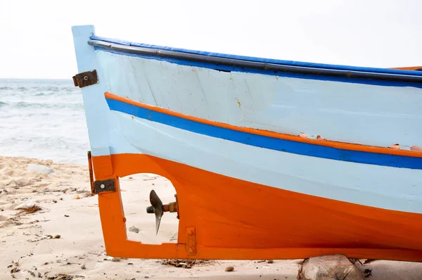 Hammamet Tunézia Február 2009 Tunéziai Halászhajók Strandon Hagyományos Színek — Stock Fotó