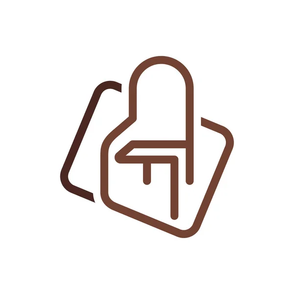 Modern sandalye logo şablonu. Yuvarlak kalın çizgiler alışılmamış sandalyeden. Vektör çizim.