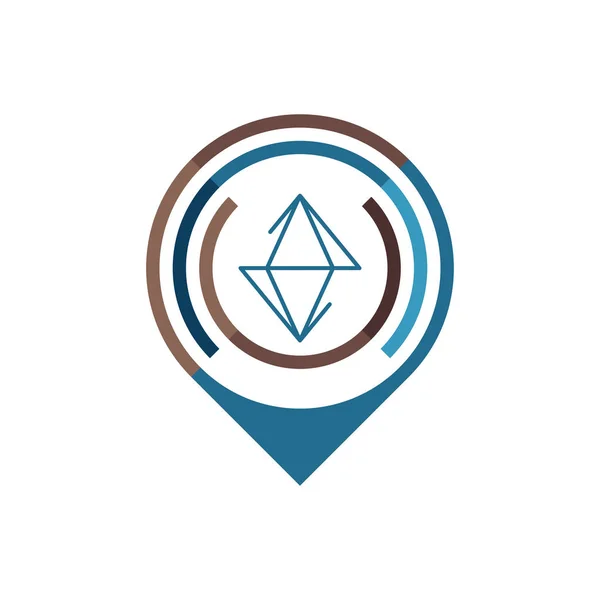 Marker ile elmas logo şablonu. Elmas işareti mavi renkte. Vektör çizim.