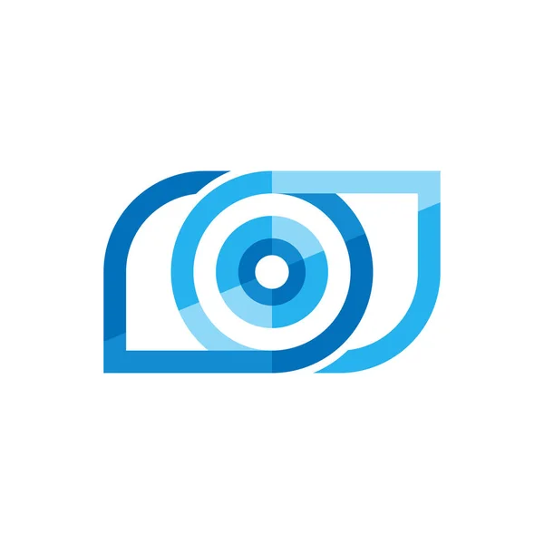 Yaratıcı geometrik teknik mavi gözlü logo şablonu. Sağlık merkezleri ve şirket için. Modern gözetleme teknolojisi. Vektör çizim.