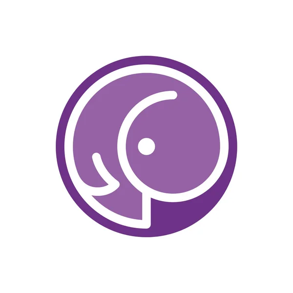 Embryo Logo Template Silhouette Embryo Thick Line Purple Circle Vector — Stock Vector