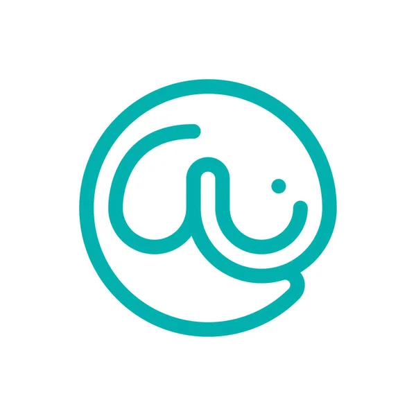 Fil logo şablonu. Komik fil bir daire şeklinde. Vektör çizim.