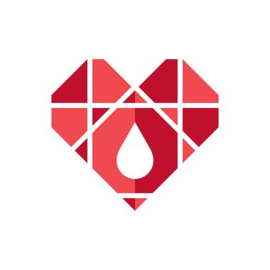Geometrik tıbbi kalp logo şablonu. Kan nakli Servisi. Vektör çizim.