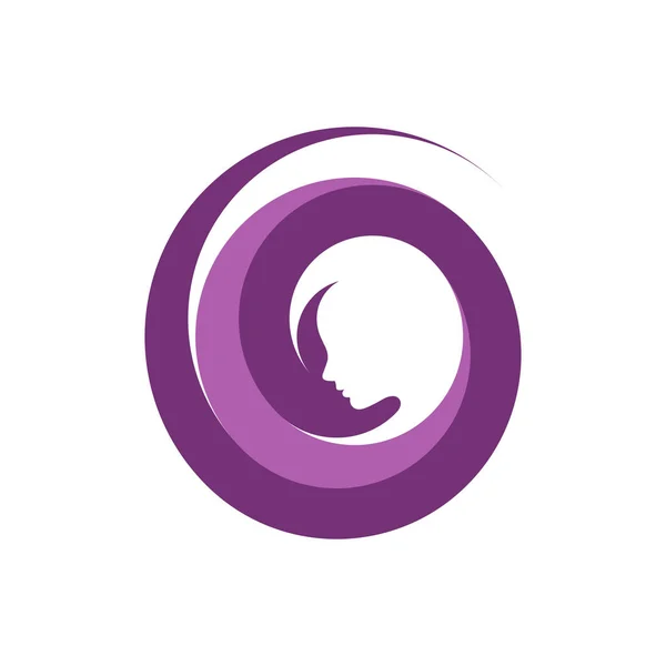 Güzel kız yüz logo şablonu. Vektör çizim.