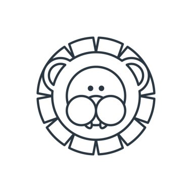 Aslan logo şablonu komik çizilmiş Başkanı. Çocuk eğitim kulüpleri, oyuncak mağazaları ve kreşler için. Vektör çizim.