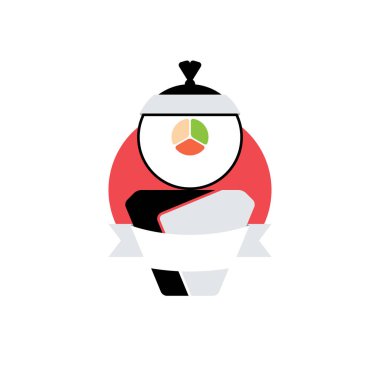 Suşi logo şablonu. Vektör logo tasarım öğesi restoranlar ve kafeler. Vektör çizim.