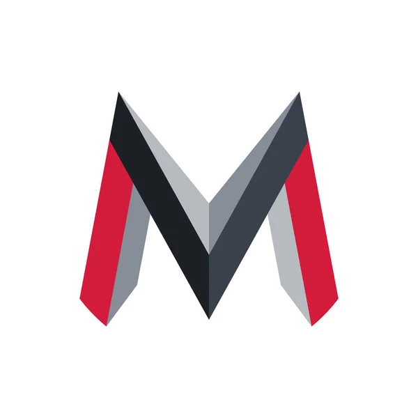 3D yaratıcı ve güçlü harf M geometrik şekiller, logo şablonu. Bankalar ve iş şirketler için. Vektör çizim.