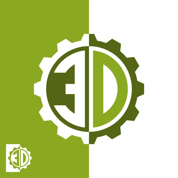 Dişli logo şablonu. Kelime ters dişli iç 3d. Vektör çizim.