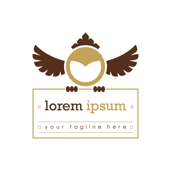 Soyut baykuş logo şablonu. Kahverengi renk. İş firma ve Eğitim Enstitüsü için baykuş simge. Vektör çizim.