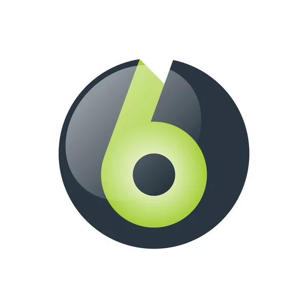 Altı siyah top logo şablonundaki Numara. Beyaz arka plan ile izole alışılmadık siyah top. Vektör çizim.