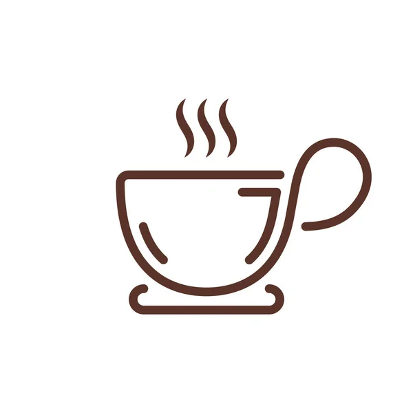 Kahverengi kahve kupa logo şablonu. Kalın yuvarlak kavisli hatlar simgesi. Vektör çizim.