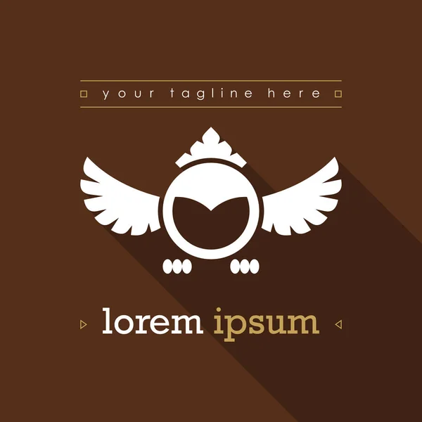Soyut baykuş logo şablonu. Kahverengi renk. İş firma ve Eğitim Enstitüsü için baykuş simge. Vektör çizim.