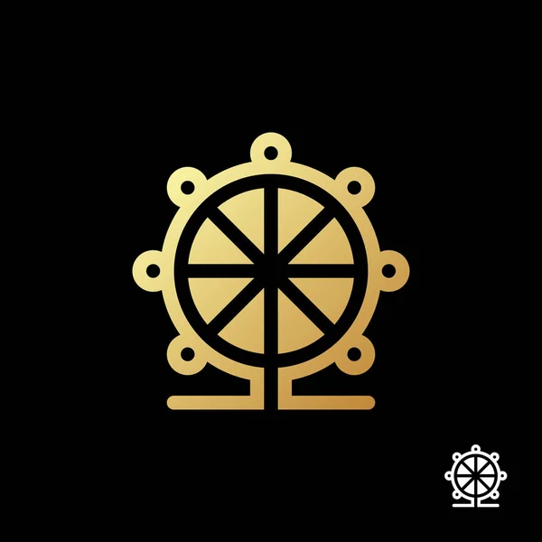 黄金摩天轮标志模板上的黑色背景 向量例证 — 图库矢量图片