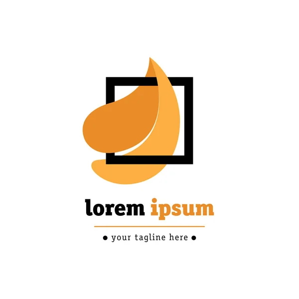 Turuncu yaprak siyah kare çerçeve logo şablonu. Güzellik salonlarında ve dükkanlar için. Şirket kimliği, reklam, afiş, broşür, afiş, web ve el ilanı için yaratıcı ve modern sembolü.