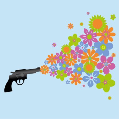 A gun shooting colorful flowers clipart
