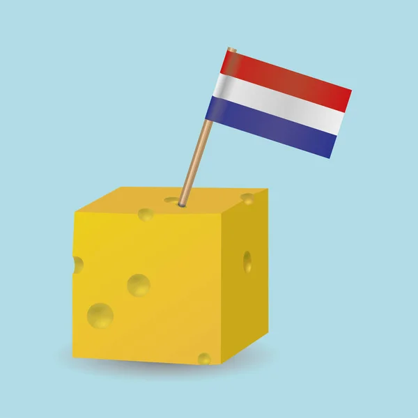 Cubo Queso Con Bandera Holandesa — Archivo Imágenes Vectoriales