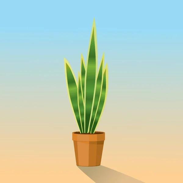 Printa Vector Illustration Snake Plant Terracotta Pot — Archivo Imágenes Vectoriales