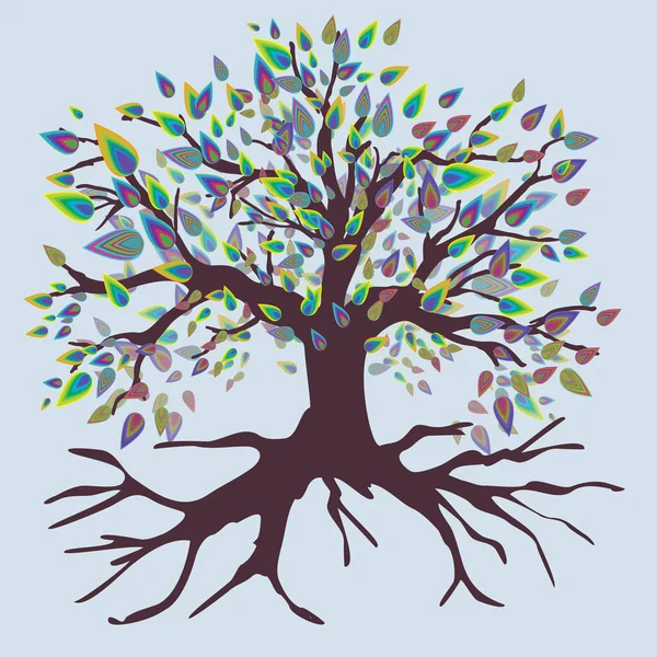 Дерево Жизни Радужными Листьями Форме Листьев — стоковый вектор