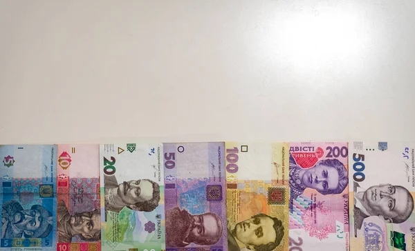 Украинские Банкноты Гривна Белом Фоне — стоковое фото
