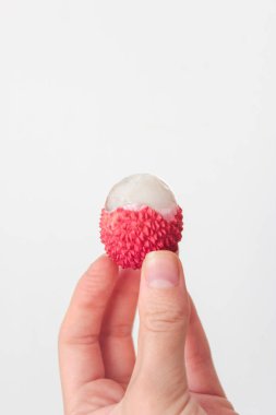 Lychee fruit without peel in hand clipart