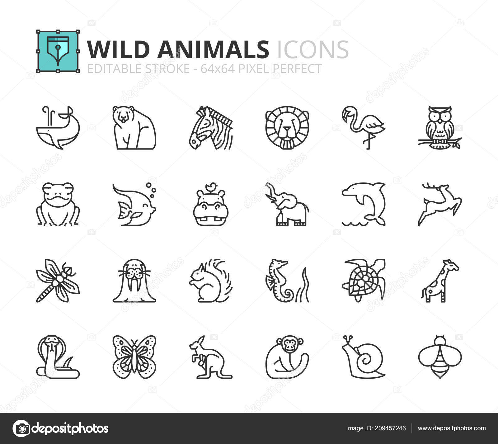 Outline Icons Wild Animals Pets Editable Stroke 64X64 Pixel Perfect Stock Vector Image by ©spiral_media #209457246 Outline Icons Wild Animals Pets Editable Stroke 64X64 Pixel Perfect Stock Vector Image by ©spiral_media #209457246