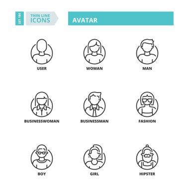 Kullanıcı arabirimi hakkında çizgi simgeler. Avatar