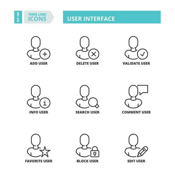 Icônes Ligne Sur Interface Utilisateur — Image vectorielle