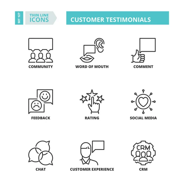 Iconos Línea Sobre Testimonios Clientes — Vector de stock