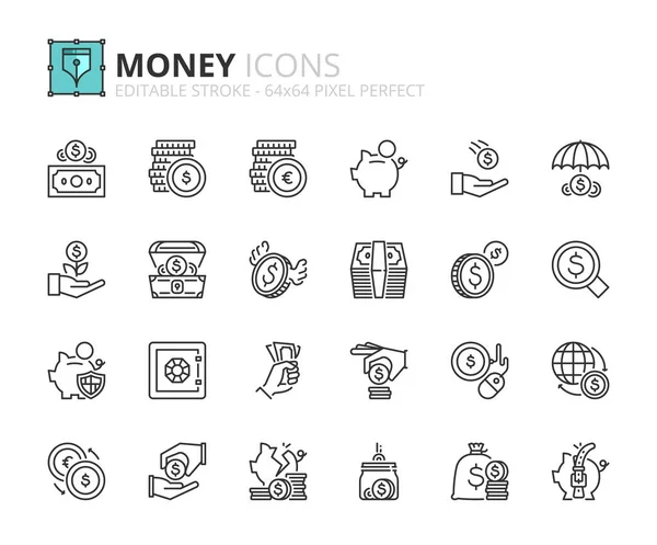 Décrivez les icônes sur l'argent — Image vectorielle