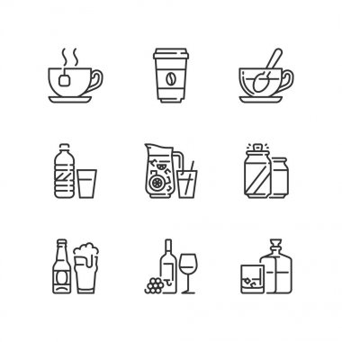 Outline icons. Beverages clipart
