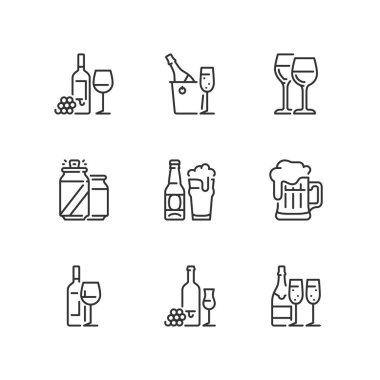 Anahat simgeleri. Içecek -ler. Şarap ve bira