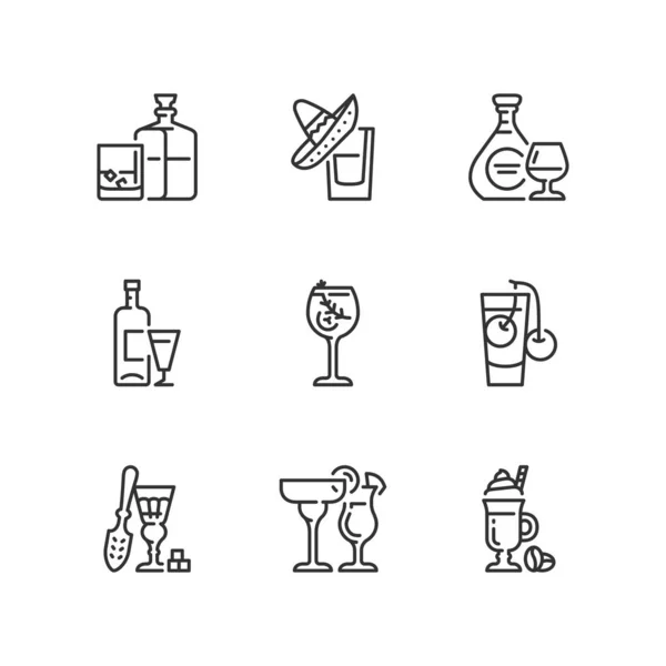 Icone di contorno. Bevande alcoliche — Vettoriale Stock