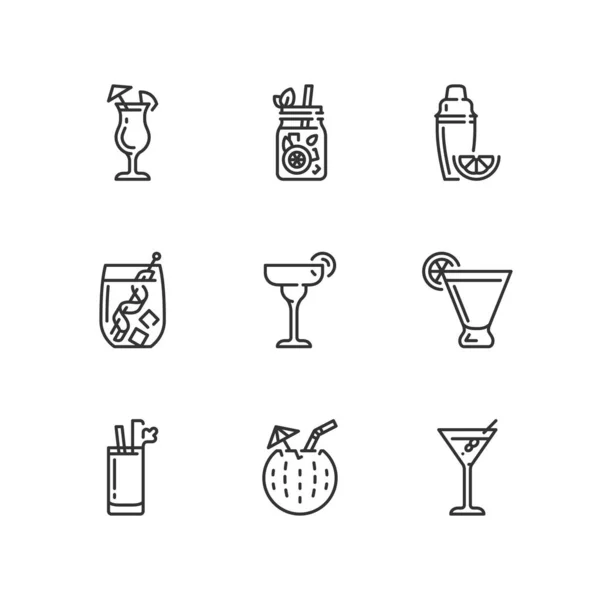 Icone di contorno. Bevande. Cocktail — Vettoriale Stock