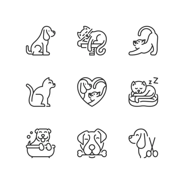 Esboza iconos. Mascotas, perros y gatos — Vector de stock